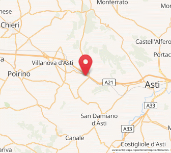 Map of Villafranca d'Asti, Piedmont