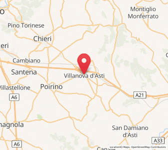 Map of Villanova d'Asti, Piedmont