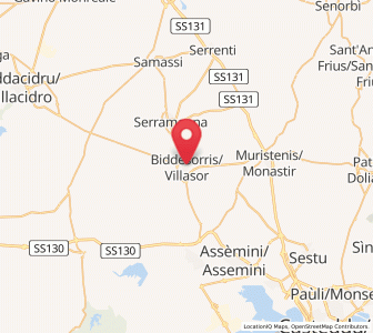 Map of Villasor, Sardinia