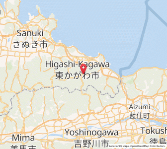 Map of Higashikagawa, Kagawa