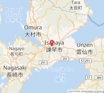 Map of Isahaya, Nagasaki