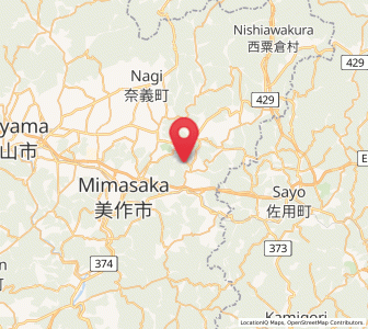Map of Mimasaka, Okayama