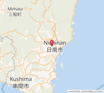 Map of Nichinan, Miyazaki