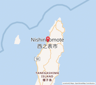 Map of Nishinoomote, Kagoshima