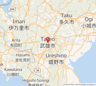 Map of Takeo, Saga