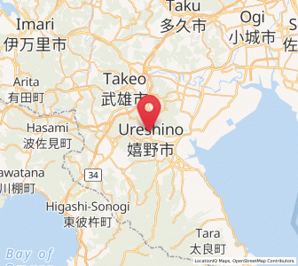 Map of Ureshino, Saga