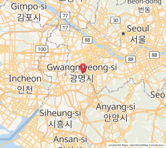 Map of Gwangmyeong, Gyeonggi-do