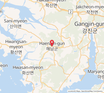 Map of Haenam, Jeollanam-do