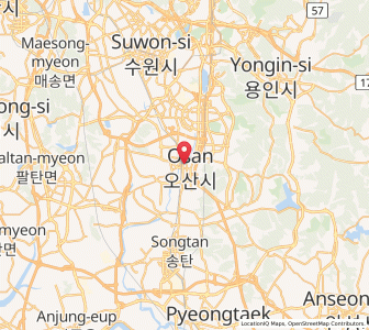 Map of Osan, Gyeonggi-do