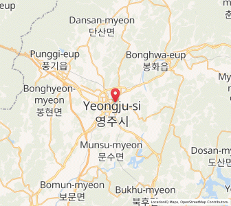 Map of Yeongju, Gyeongsangbuk-do