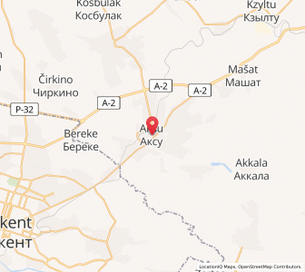 Map of Aksu, South Kazakhstan