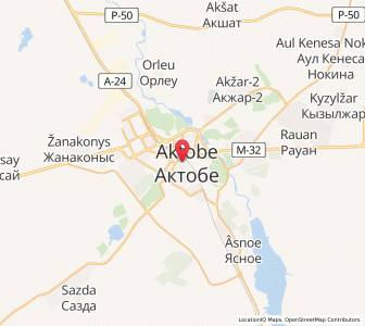 Map of Aktobe, Aqtöbe