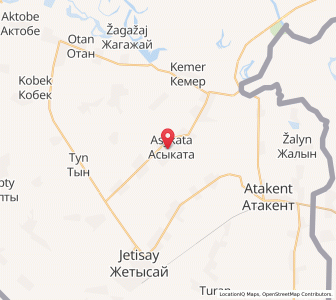 Map of Asyqata, South Kazakhstan