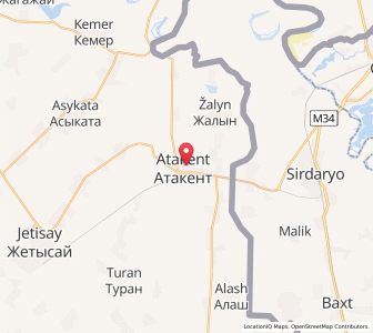 Map of Atakent, South Kazakhstan