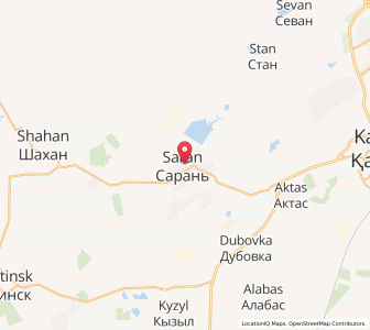 Map of Saran, Karaganda