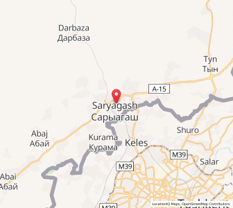 Map of Saryaghash, South Kazakhstan