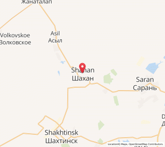 Map of Shakhan, Karaganda