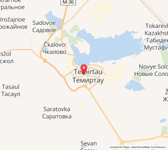 Map of Temirtau, Karaganda