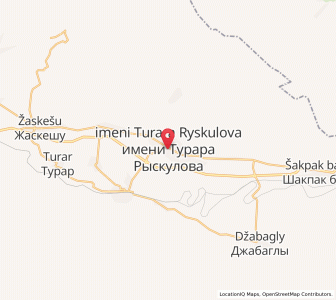 Map of Turar Ryskulov, South Kazakhstan