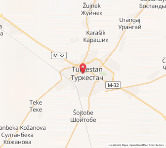 Map of Turkestan, South Kazakhstan