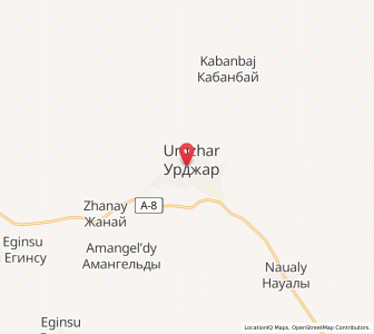 Map of Urzhar, East Kazakhstan