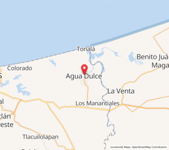 Map of Agua Dulce, Veracruz