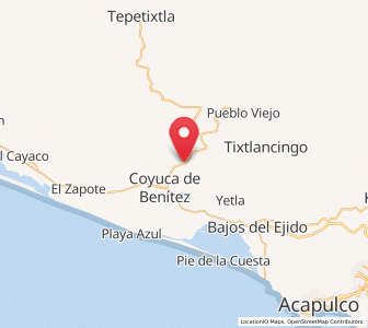 Map of Aguas Blancas, Guerrero