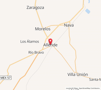 Map of Allende, Coahuila