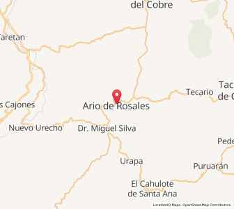 Map of Ario de Rosales, Michoacán