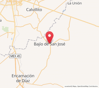 Map of Bajío de San José, Jalisco