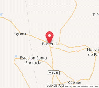 Map of Barretal, Tamaulipas