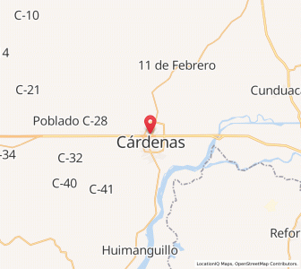 Map of Cárdenas, Tabasco