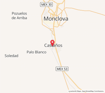 Map of Castaños, Coahuila