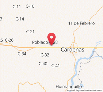 Map of El Parnaso, Tabasco