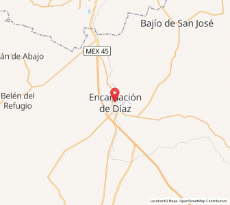 Map of Encarnación de Díaz, Jalisco