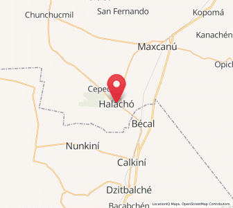 Map of Halachó, Yucatán