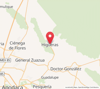 Map of Higueras, Nuevo León