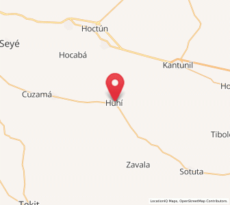 Map of Huhi, Yucatán
