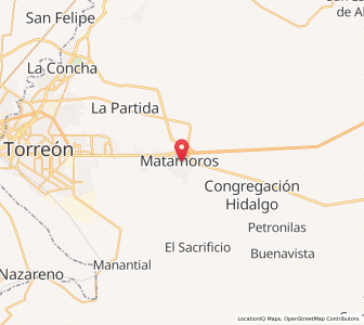 Map of Matamoros, Coahuila