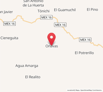 Map of Onavas, Sonora