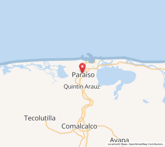 Map of Paraiso, Tabasco