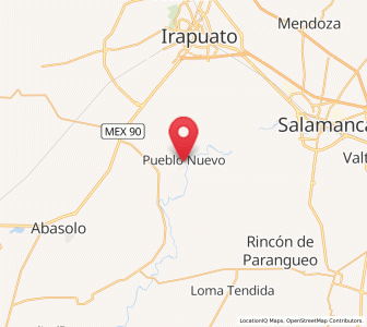 Map of Pueblo Nuevo, Guanajuato