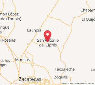 Map of San Antonio del Cipres, Zacatecas