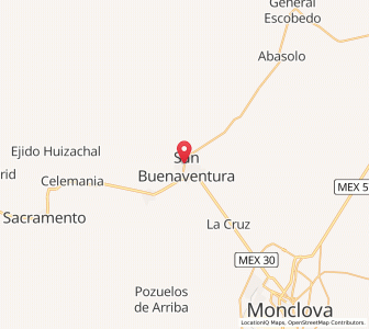 Map of San Buenaventura, Coahuila