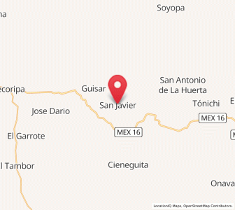 Map of San Javier, Sonora