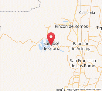 Map of San José de Gracia, Aguascalientes