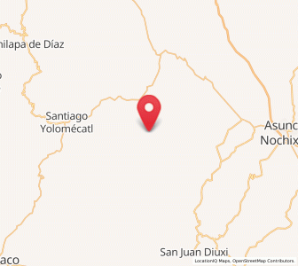 Map of San Vicente Nuñu, Oaxaca