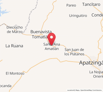 Map of Santa Ana Amatlán, Michoacán