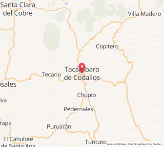 Map of Tacámbaro de Codallos, Michoacán
