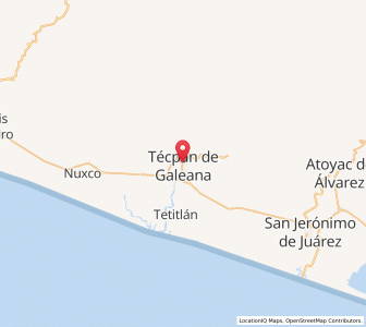 Map of Técpan de Galeana, Guerrero